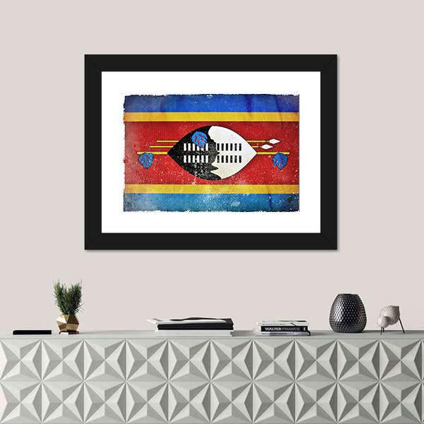 Swaziland Grunge Flag Canvas Wall Art-1 Piece-Framed Print-20" x 16"-Tiaracle