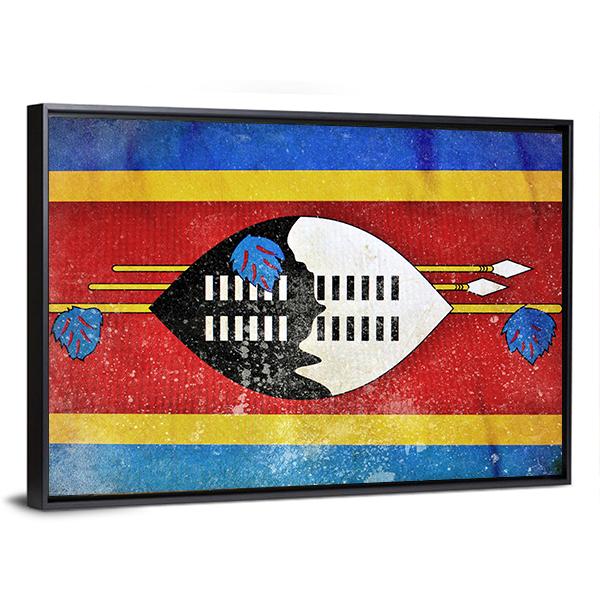 Swaziland Grunge Flag Canvas Wall Art-3 Horizontal-Gallery Wrap-25" x 16"-Tiaracle
