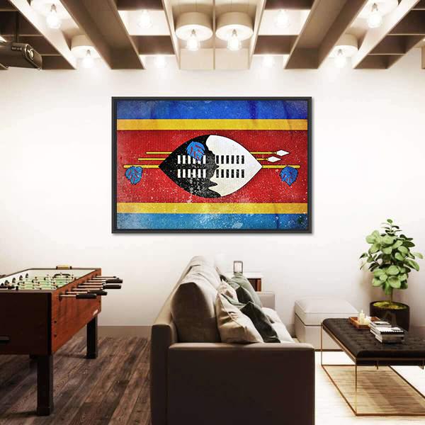 Swaziland Grunge Flag Canvas Wall Art-3 Horizontal-Gallery Wrap-25" x 16"-Tiaracle