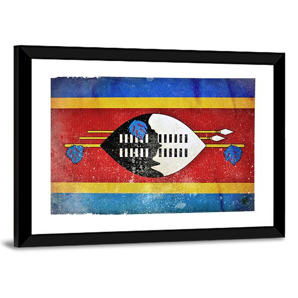 Swaziland Grunge Flag Canvas Wall Art-3 Horizontal-Gallery Wrap-25" x 16"-Tiaracle
