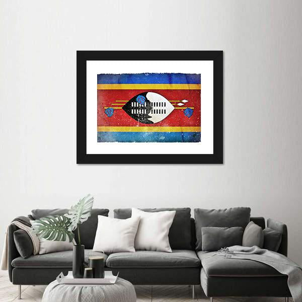 Swaziland Grunge Flag Canvas Wall Art-3 Horizontal-Gallery Wrap-25" x 16"-Tiaracle