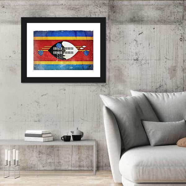 Swaziland Grunge Flag Canvas Wall Art-3 Horizontal-Gallery Wrap-25" x 16"-Tiaracle