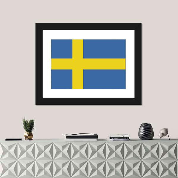 Swedish Flag Canvas Wall Art-1 Piece-Framed Print-20" x 16"-Tiaracle