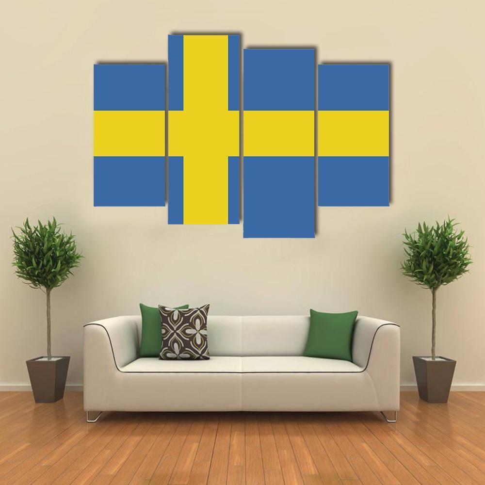 Swedish Flag Canvas Wall Art-4 Pop-Gallery Wrap-50" x 32"-Tiaracle