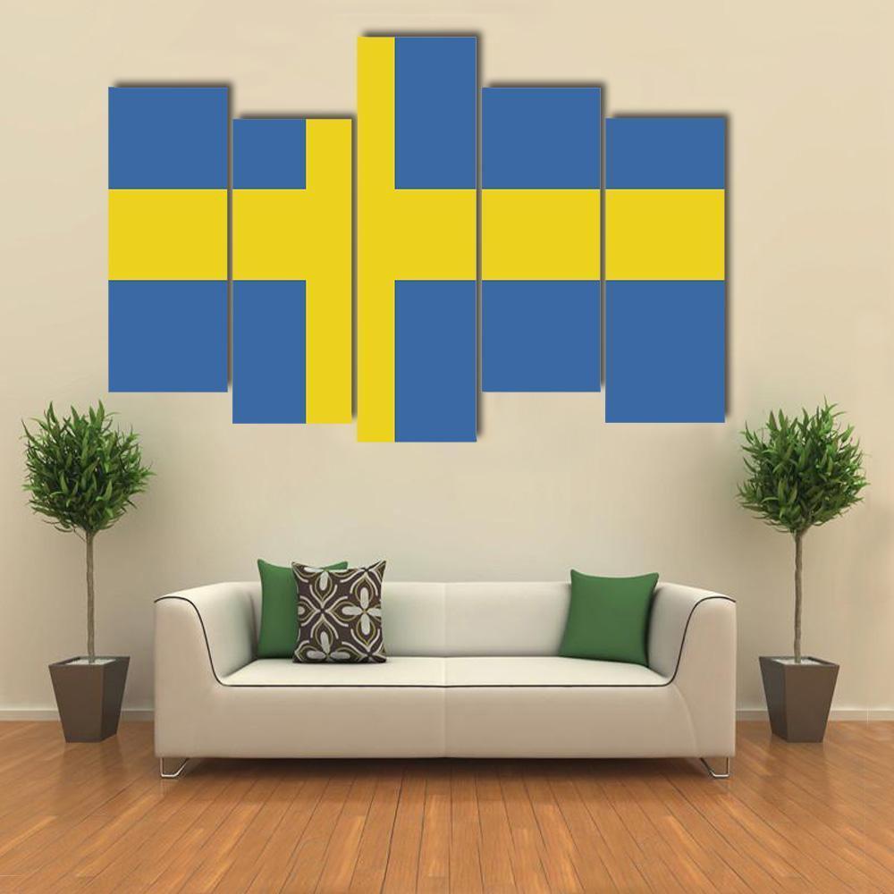 Swedish Flag Canvas Wall Art-5 Pop-Gallery Wrap-47" x 32"-Tiaracle