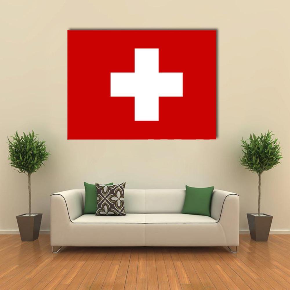 Switzerland Flag Canvas Wall Art-1 Piece-Gallery Wrap-48" x 32"-Tiaracle