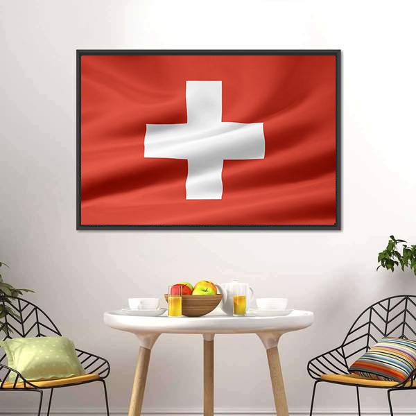 Switzerland Flag Canvas Wall Art-3 Horizontal-Gallery Wrap-25" x 16"-Tiaracle