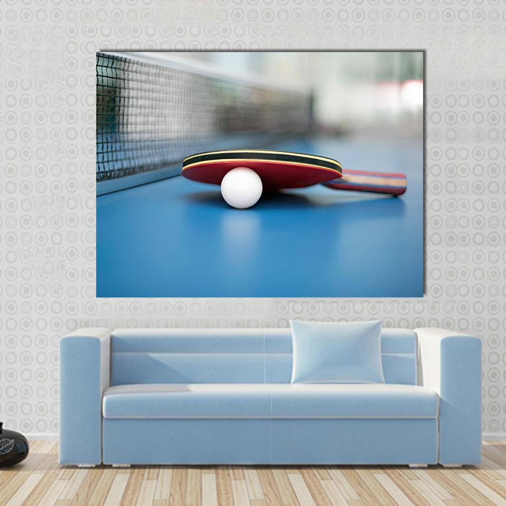 Table Tennis Ball & Bat Canvas Wall Art-1 Piece-Gallery Wrap-48" x 32"-Tiaracle