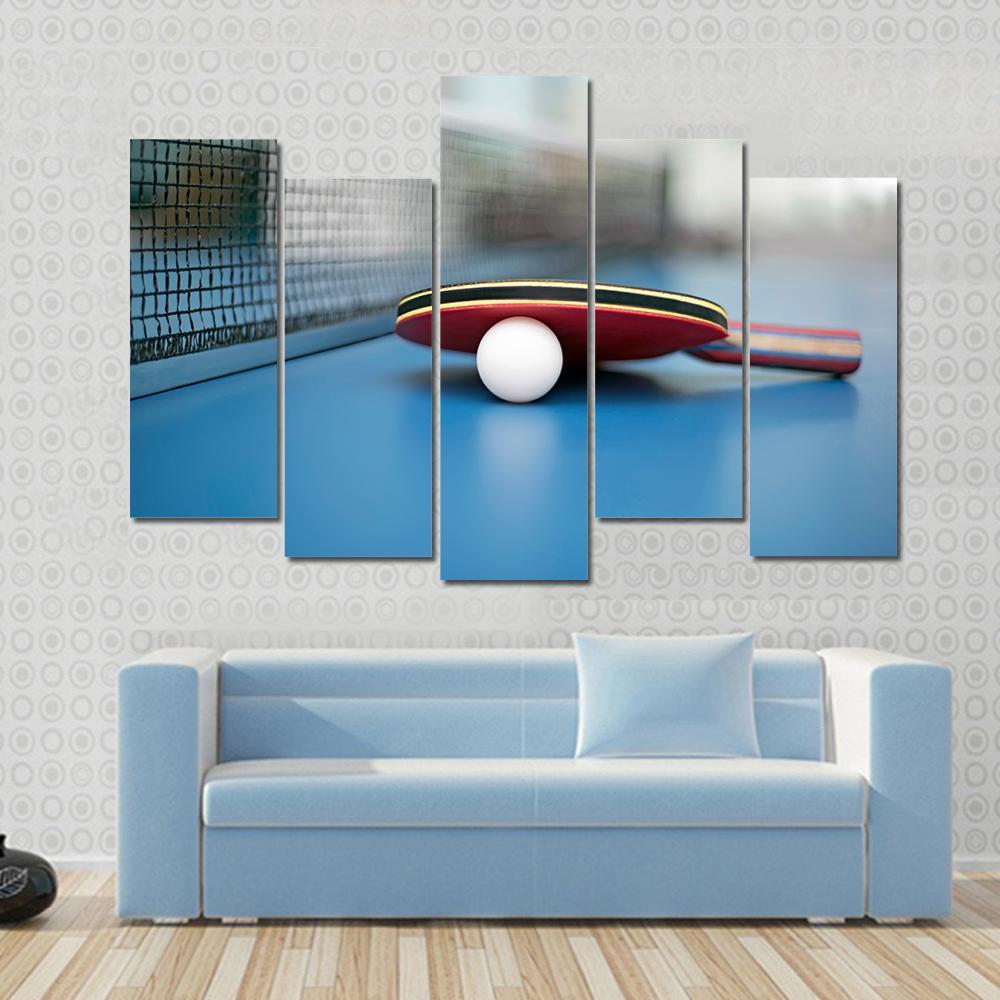 Table Tennis Ball & Bat Canvas Wall Art-5 Pop-Gallery Wrap-47" x 32"-Tiaracle