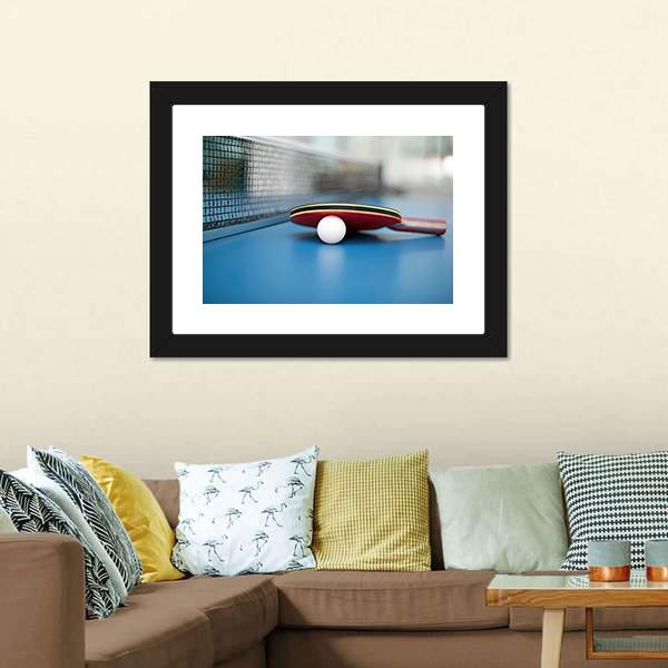 Table Tennis Ball & Bat Canvas Wall Art-3 Horizontal-Gallery Wrap-25" x 16"-Tiaracle