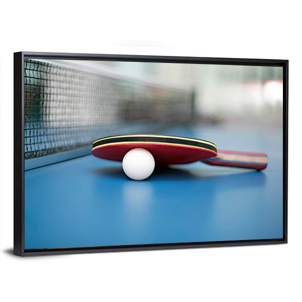 Table Tennis Ball & Bat Canvas Wall Art-3 Horizontal-Gallery Wrap-25" x 16"-Tiaracle