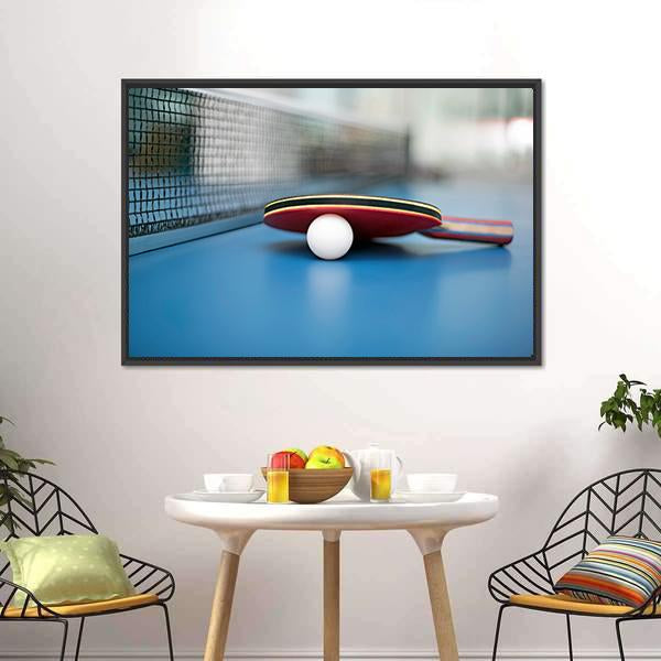 Table Tennis Ball & Bat Canvas Wall Art-3 Horizontal-Gallery Wrap-25" x 16"-Tiaracle