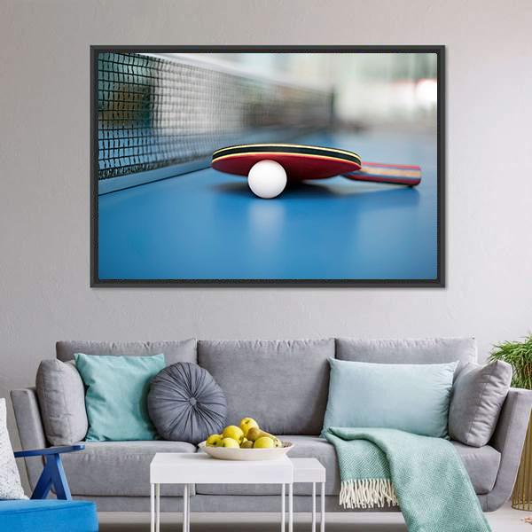 Table Tennis Ball & Bat Canvas Wall Art-3 Horizontal-Gallery Wrap-25" x 16"-Tiaracle