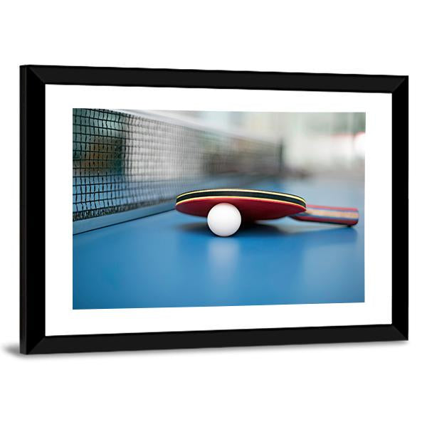 Table Tennis Ball & Bat Canvas Wall Art-3 Horizontal-Gallery Wrap-25" x 16"-Tiaracle