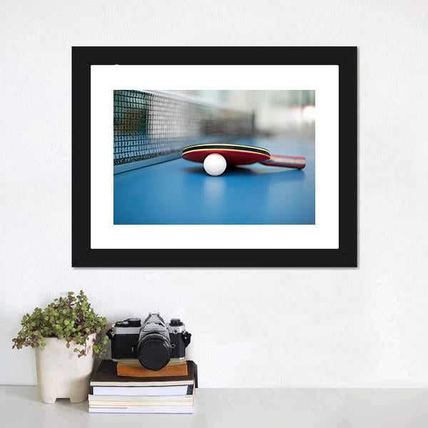 Table Tennis Ball & Bat Canvas Wall Art-1 Piece-Framed Print-20" x 16"-Tiaracle