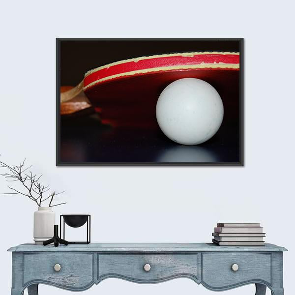 Table Tennis Ball And Paddle Canvas Wall Art-1 Piece-Floating Frame-24" x 16"-Tiaracle