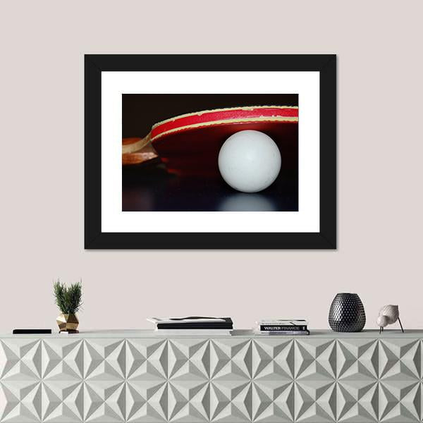 Table Tennis Ball And Paddle Canvas Wall Art-1 Piece-Framed Print-20" x 16"-Tiaracle