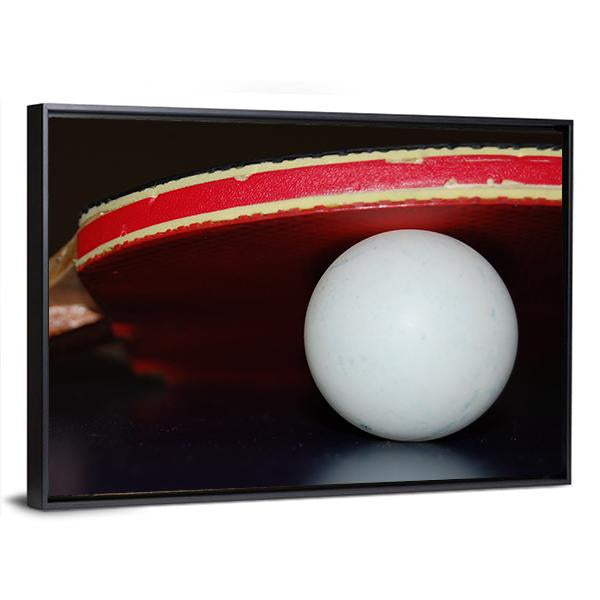 Table Tennis Ball And Paddle Canvas Wall Art-3 Horizontal-Gallery Wrap-25" x 16"-Tiaracle