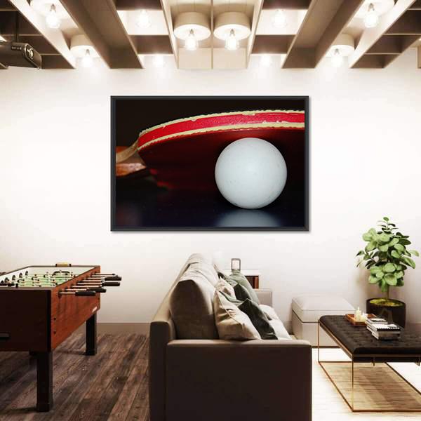 Table Tennis Ball And Paddle Canvas Wall Art-3 Horizontal-Gallery Wrap-25" x 16"-Tiaracle