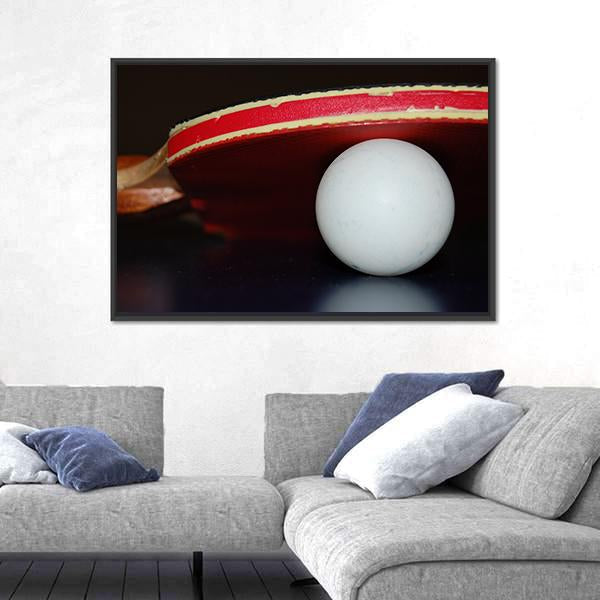 Table Tennis Ball And Paddle Canvas Wall Art-3 Horizontal-Gallery Wrap-25" x 16"-Tiaracle