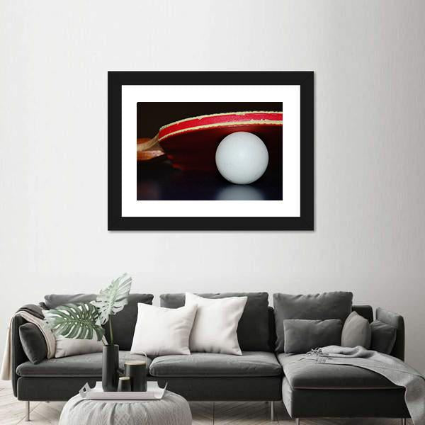 Table Tennis Ball And Paddle Canvas Wall Art-3 Horizontal-Gallery Wrap-25" x 16"-Tiaracle