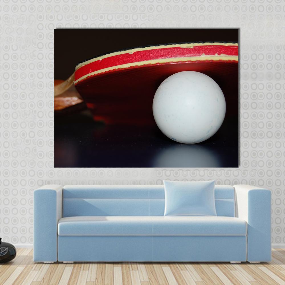 Table Tennis Ball And Paddle Canvas Wall Art-1 Piece-Gallery Wrap-48" x 32"-Tiaracle