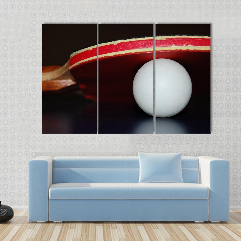 Table Tennis Ball And Paddle Canvas Wall Art-3 Horizontal-Gallery Wrap-37" x 24"-Tiaracle