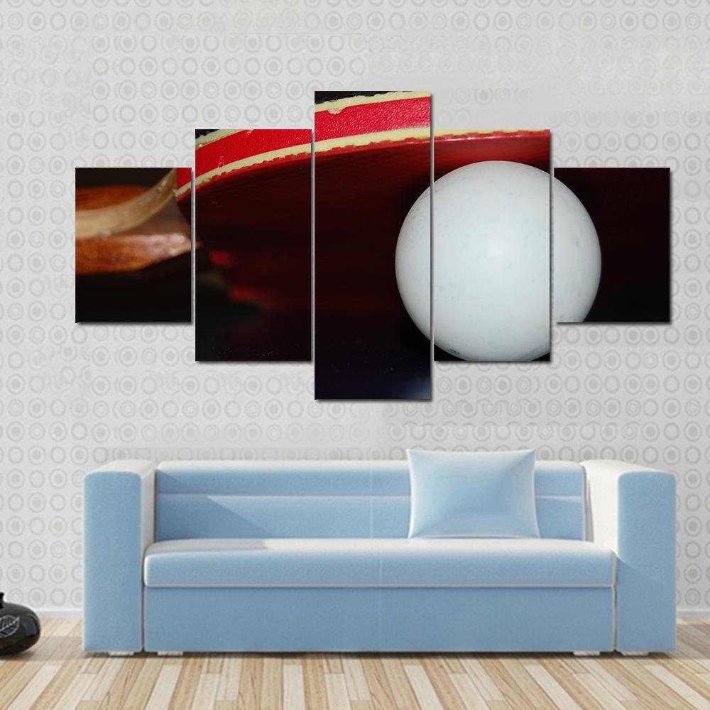 Table Tennis Ball And Paddle Canvas Wall Art-5 Star-Gallery Wrap-62" x 32"-Tiaracle