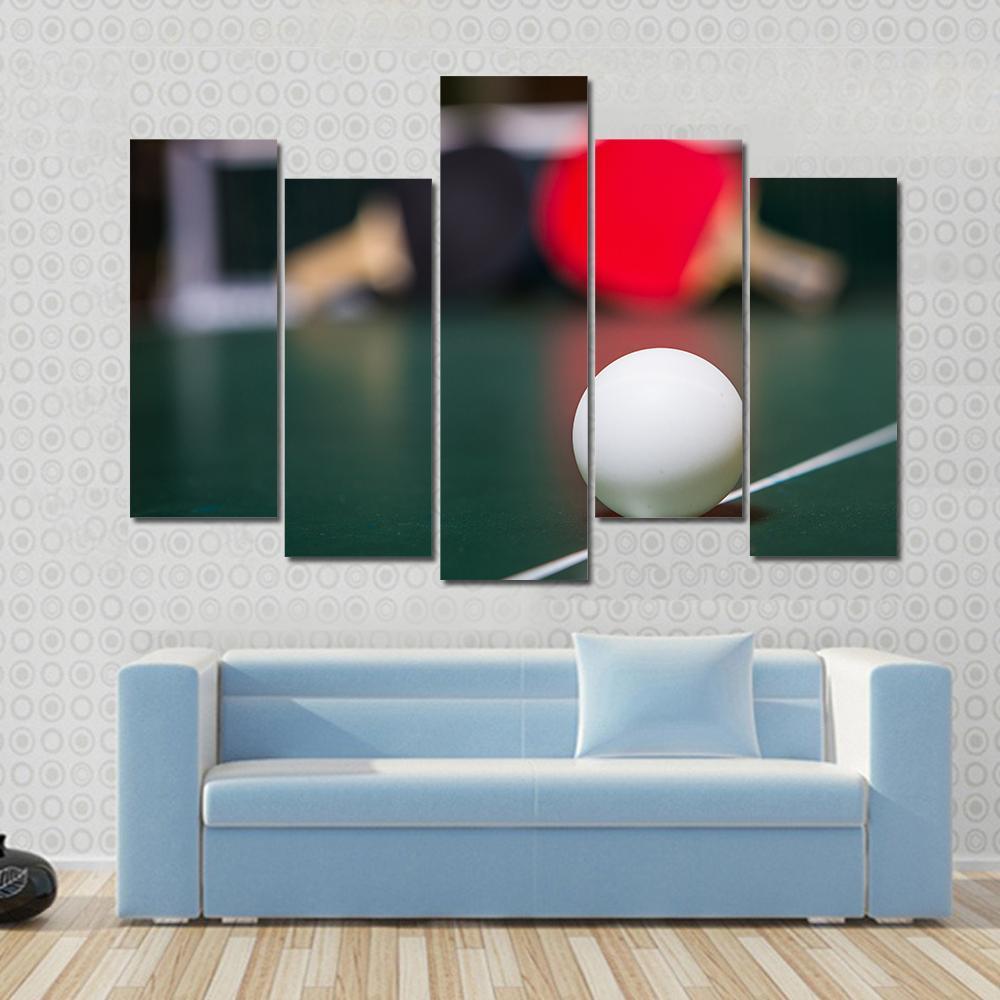 Table Tennis Ball Canvas Wall Art-5 Pop-Gallery Wrap-47" x 32"-Tiaracle