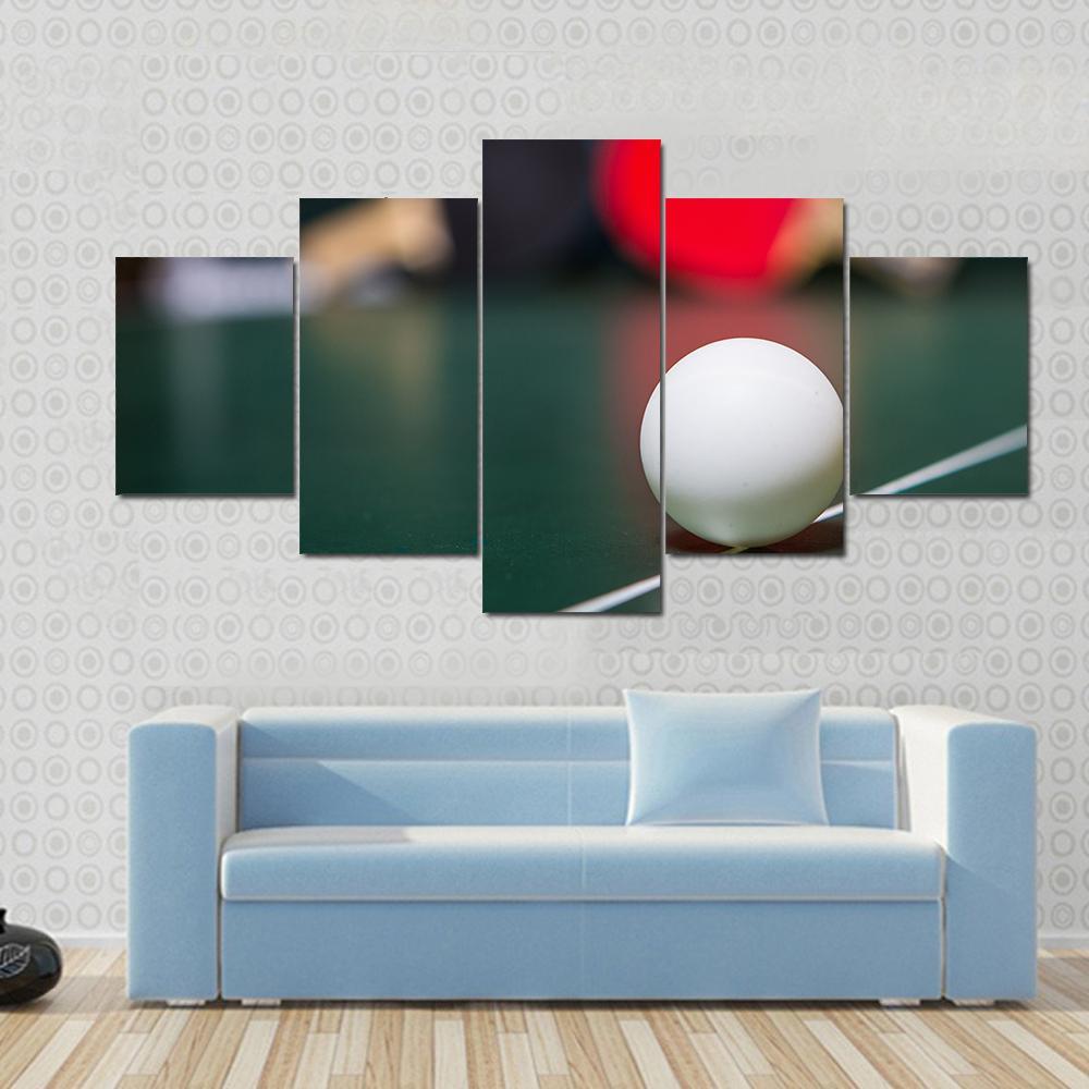 Table Tennis Ball Canvas Wall Art-5 Star-Gallery Wrap-62" x 32"-Tiaracle