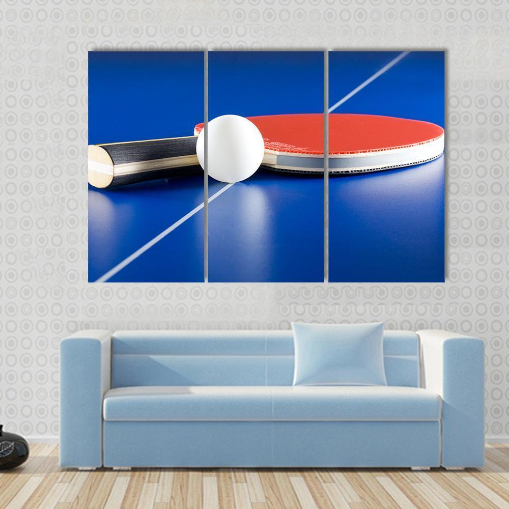 Table Tennis Racket & Ball Canvas Wall Art-3 Horizontal-Gallery Wrap-37" x 24"-Tiaracle