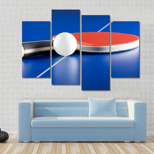 Table Tennis Racket & Ball Canvas Wall Art-4 Pop-Gallery Wrap-50" x 32"-Tiaracle