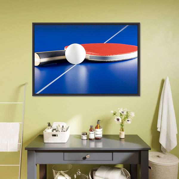 Table Tennis Racket & Ball Canvas Wall Art-3 Horizontal-Gallery Wrap-25" x 16"-Tiaracle