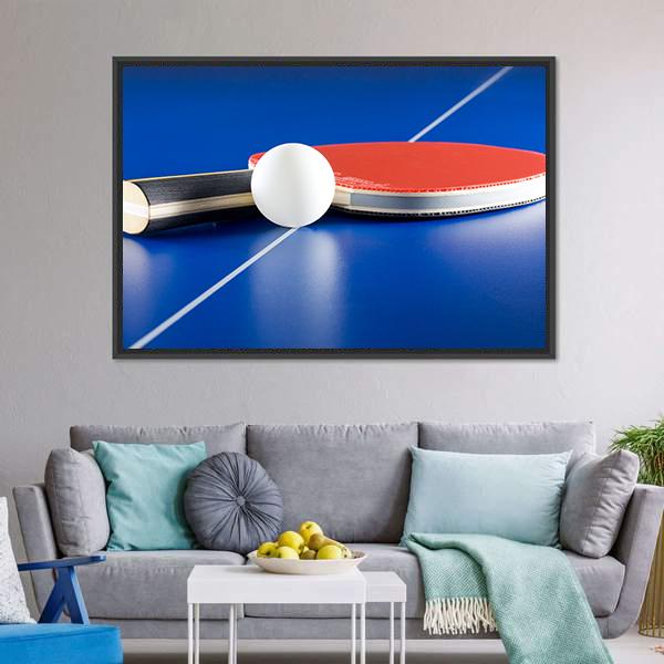 Table Tennis Racket & Ball Canvas Wall Art-3 Horizontal-Gallery Wrap-25" x 16"-Tiaracle