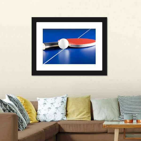 Table Tennis Racket & Ball Canvas Wall Art-1 Piece-Framed Print-20" x 16"-Tiaracle