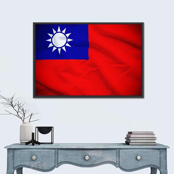 Taiwan Flag Canvas Wall Art-3 Horizontal-Gallery Wrap-25" x 16"-Tiaracle