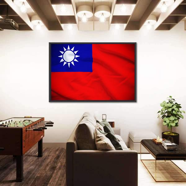 Taiwan Flag Canvas Wall Art-3 Horizontal-Gallery Wrap-25" x 16"-Tiaracle