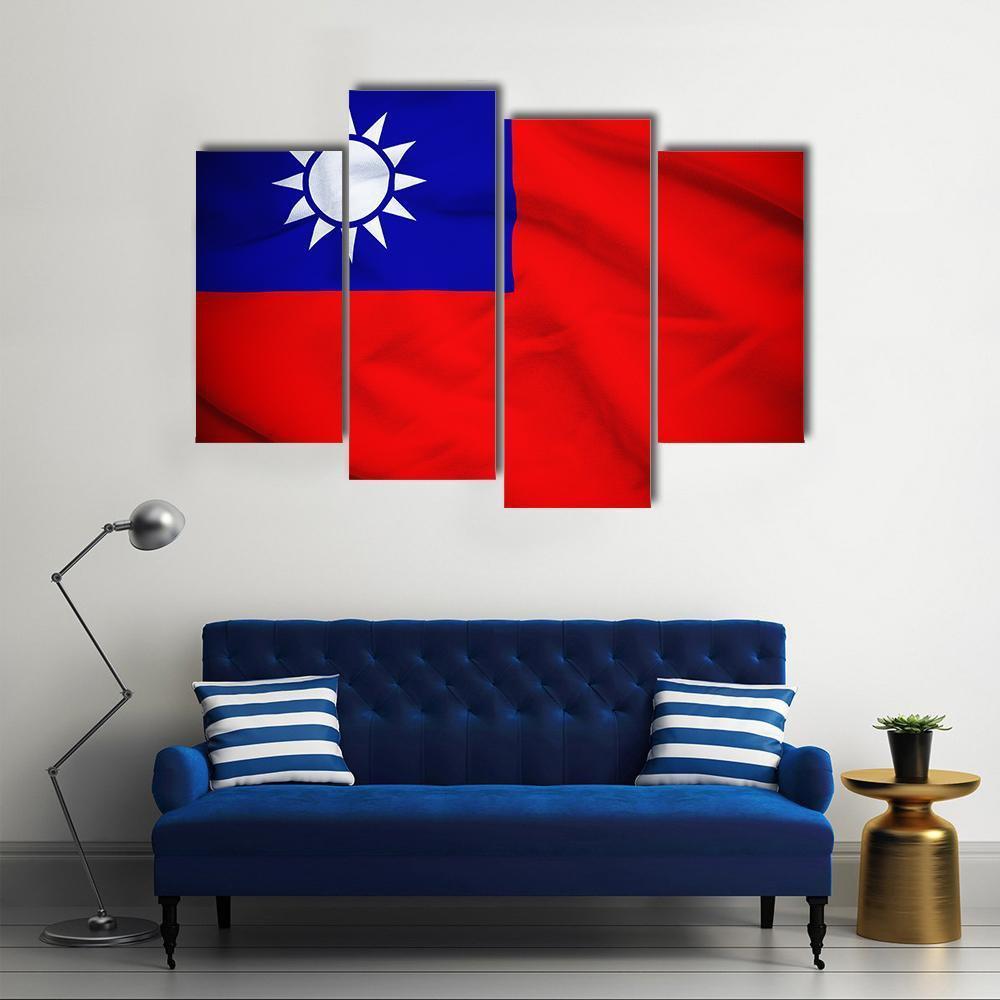 Taiwan Flag Canvas Wall Art-4 Pop-Gallery Wrap-50" x 32"-Tiaracle