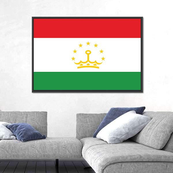 Tajikistan Flag Canvas Wall Art-1 Piece-Floating Frame-24" x 16"-Tiaracle
