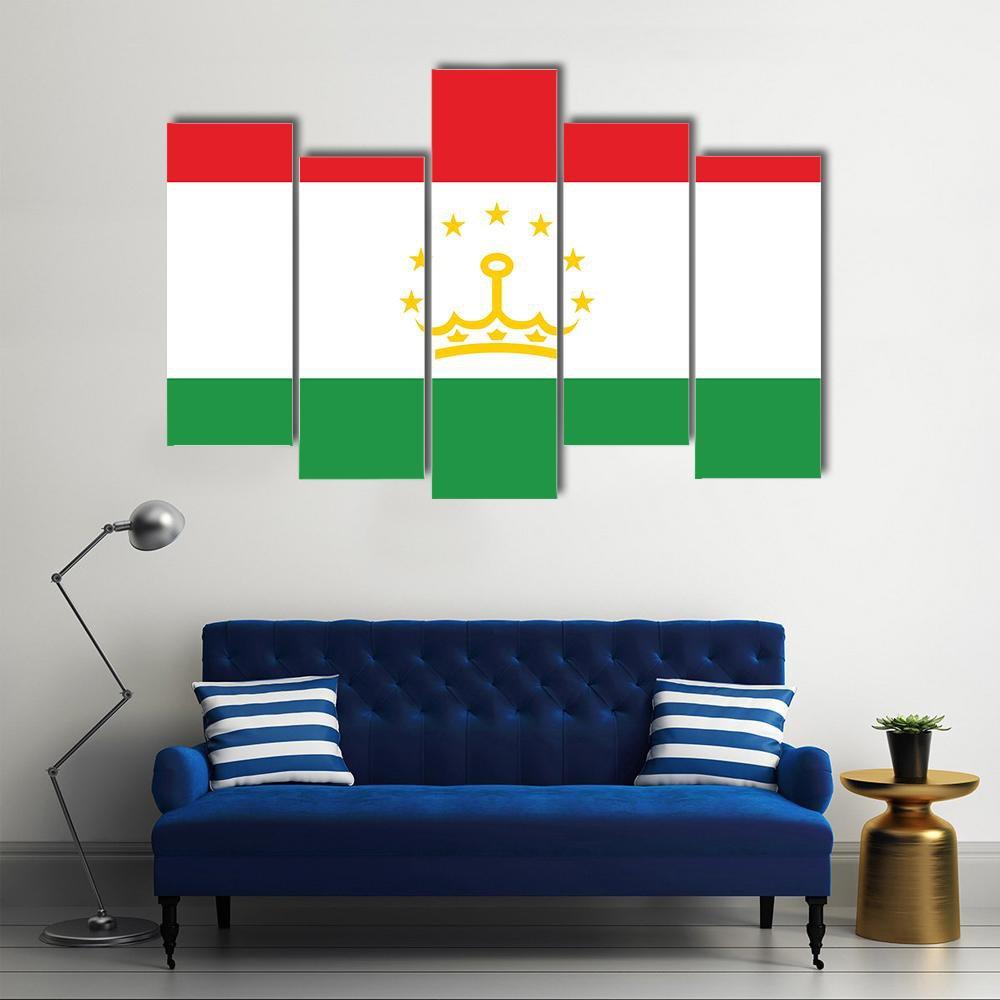 Tajikistan Flag Canvas Wall Art-5 Pop-Gallery Wrap-47" x 32"-Tiaracle