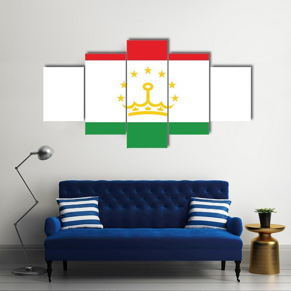 Tajikistan Flag Canvas Wall Art-5 Star-Gallery Wrap-62" x 32"-Tiaracle