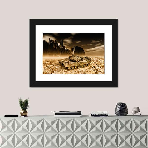 Tank In War Canvas Wall Art-3 Horizontal-Gallery Wrap-25" x 16"-Tiaracle