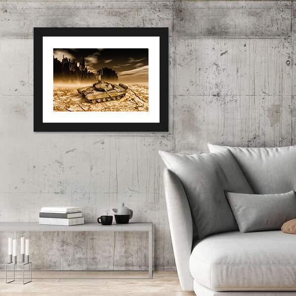 Tank In War Canvas Wall Art-3 Horizontal-Gallery Wrap-25" x 16"-Tiaracle