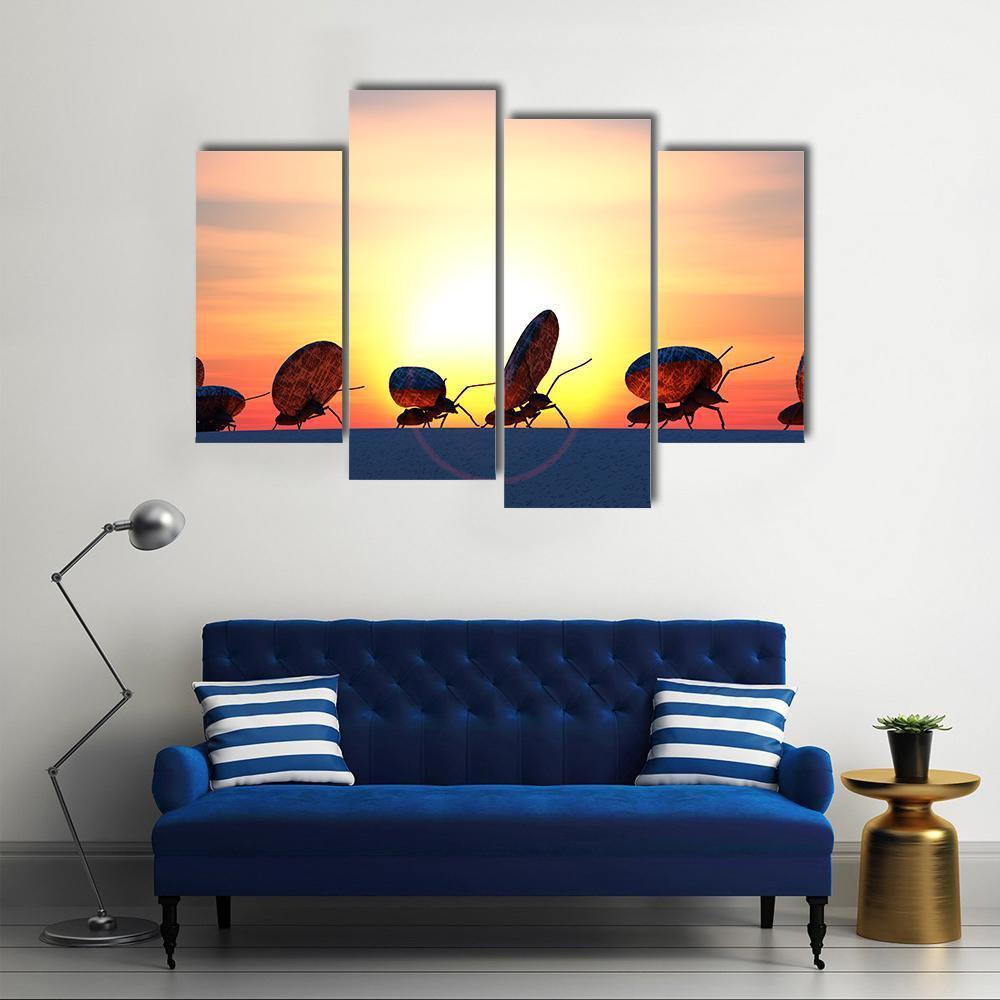 Ants Moving Stones Canvas Wall Art-4 Pop-Gallery Wrap-50" x 32"-Tiaracle