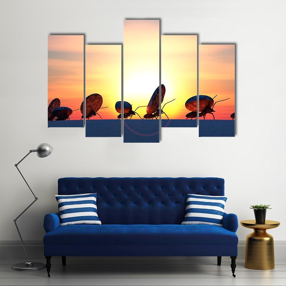 Ants Moving Stones Canvas Wall Art-5 Pop-Gallery Wrap-47" x 32"-Tiaracle