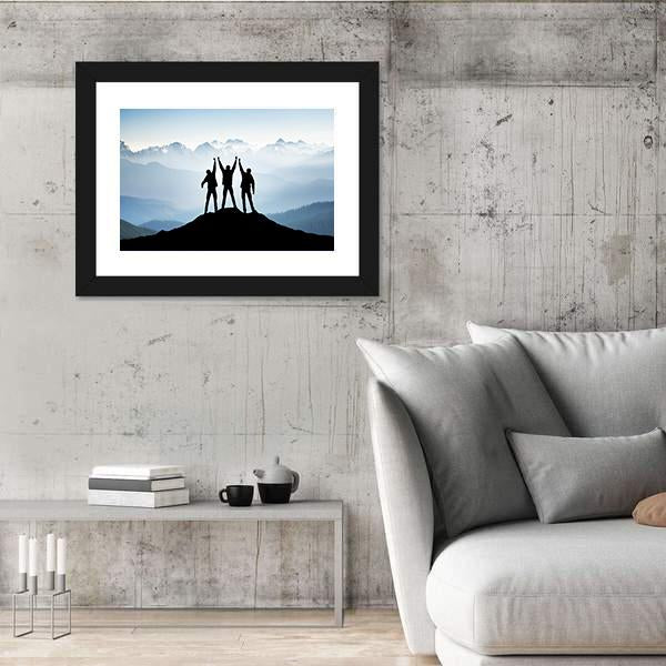 Team On Mountain Top Canvas Wall Art-3 Horizontal-Gallery Wrap-25" x 16"-Tiaracle