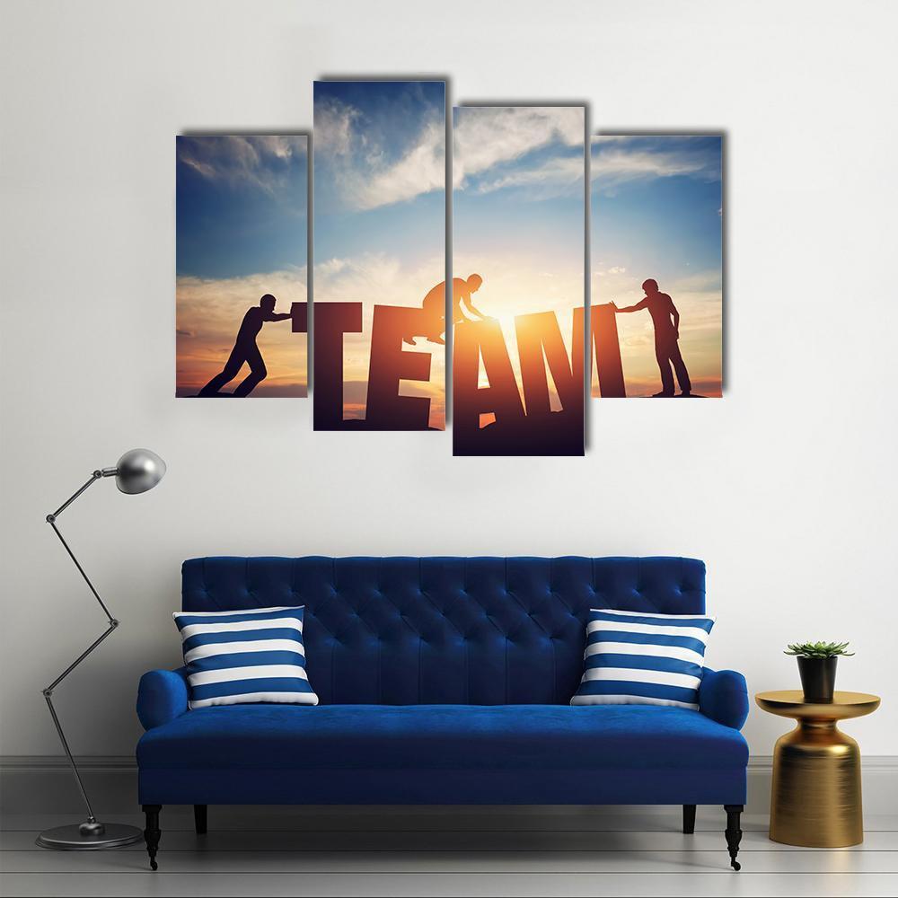 Teamwork Concept Canvas Wall Art-4 Pop-Gallery Wrap-50" x 32"-Tiaracle