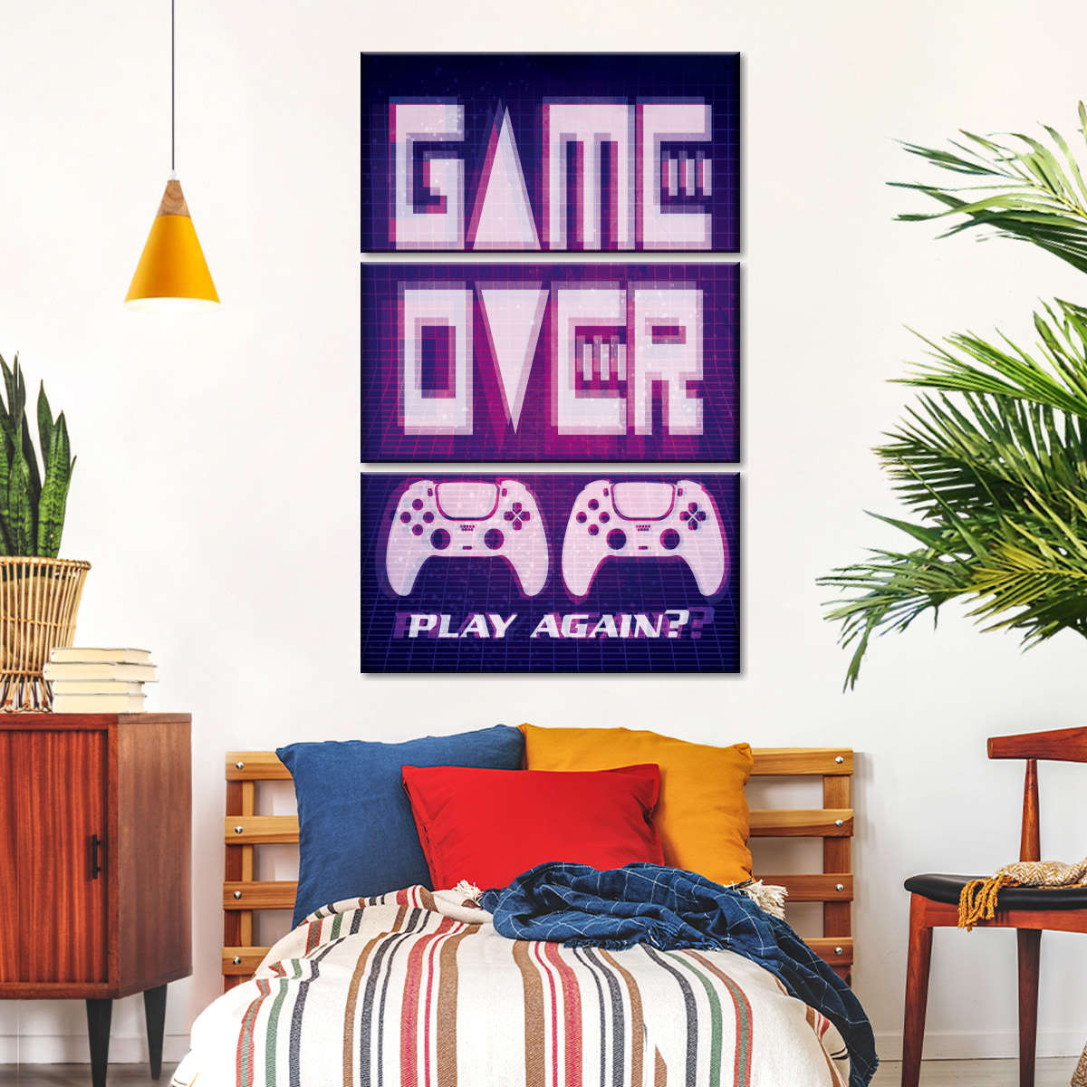 Game Over Play Again Sign Sign Wall Art