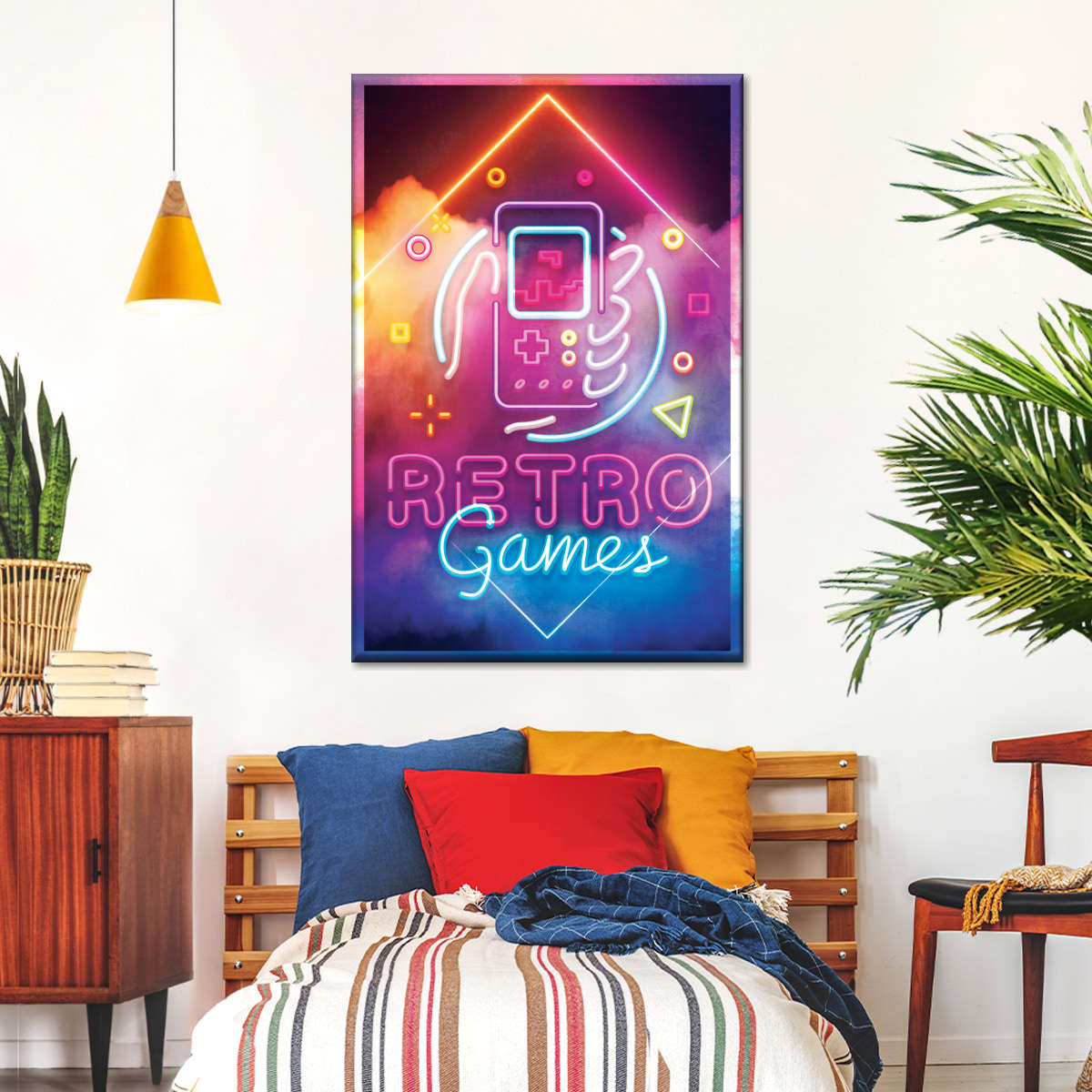 ریٹرو گیمز نیین لائٹ وال آرٹ