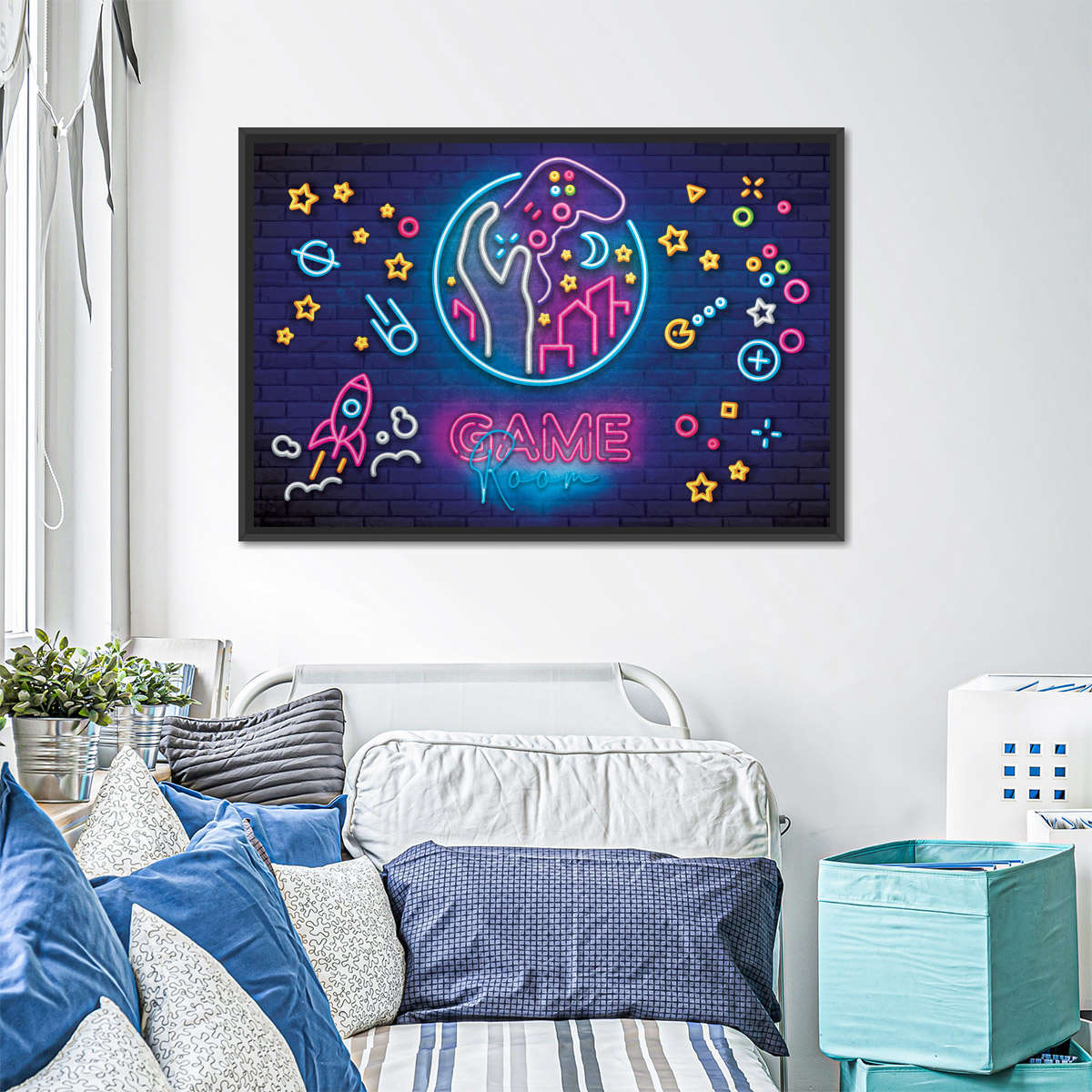 Spielzimmer Neonsymbole Wandkunst